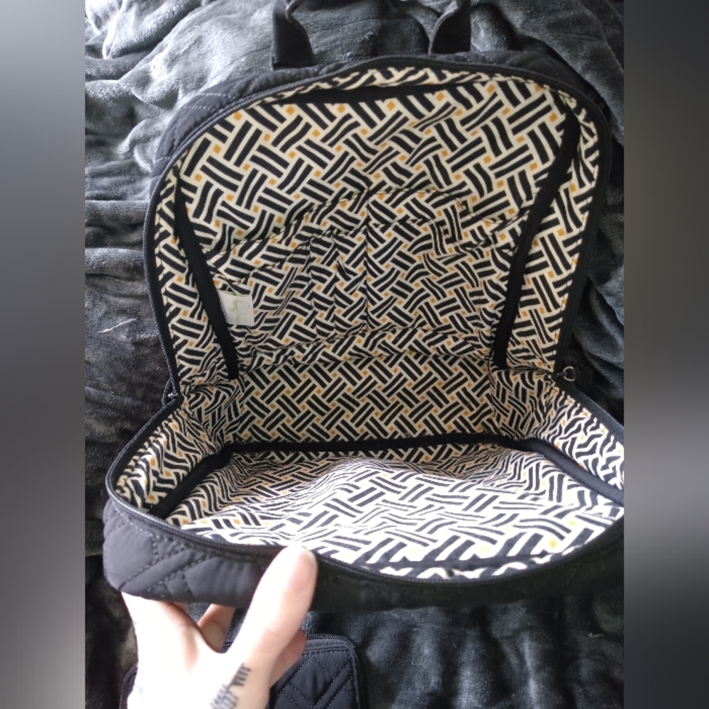 Limited Vera Bradley Black Quilted Backpack and Wallet Set - Picture 2 of 5